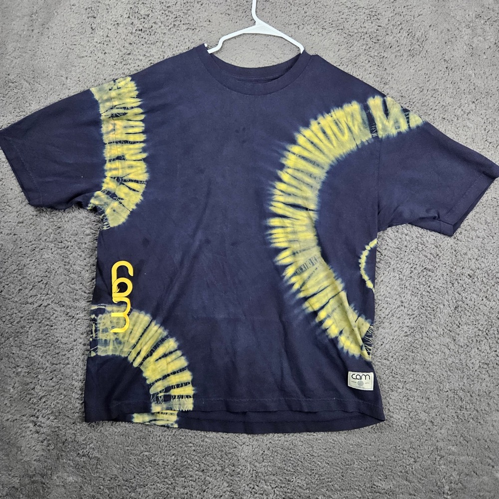 CAM Cannabis Tie Dye T-Shirt 2XL Blue Yellow Cultivated Lifestyle Local‎ Supply